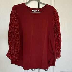 Chico’s Size 3 XL Smoked Paprika Rust Cotton Knit Blouse Top with Sleeves